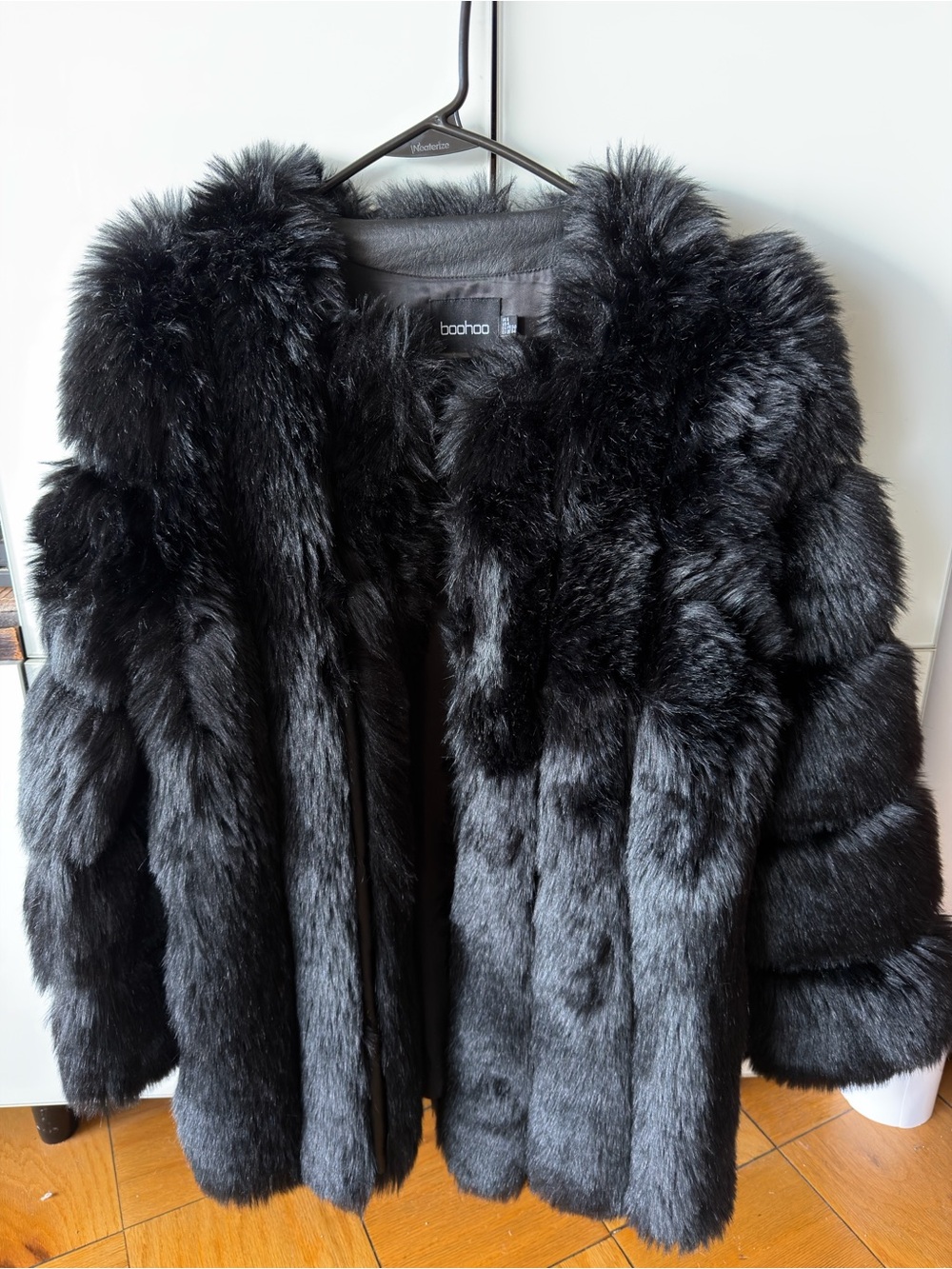 Boohoo Black Faux Fur Teddy Coat